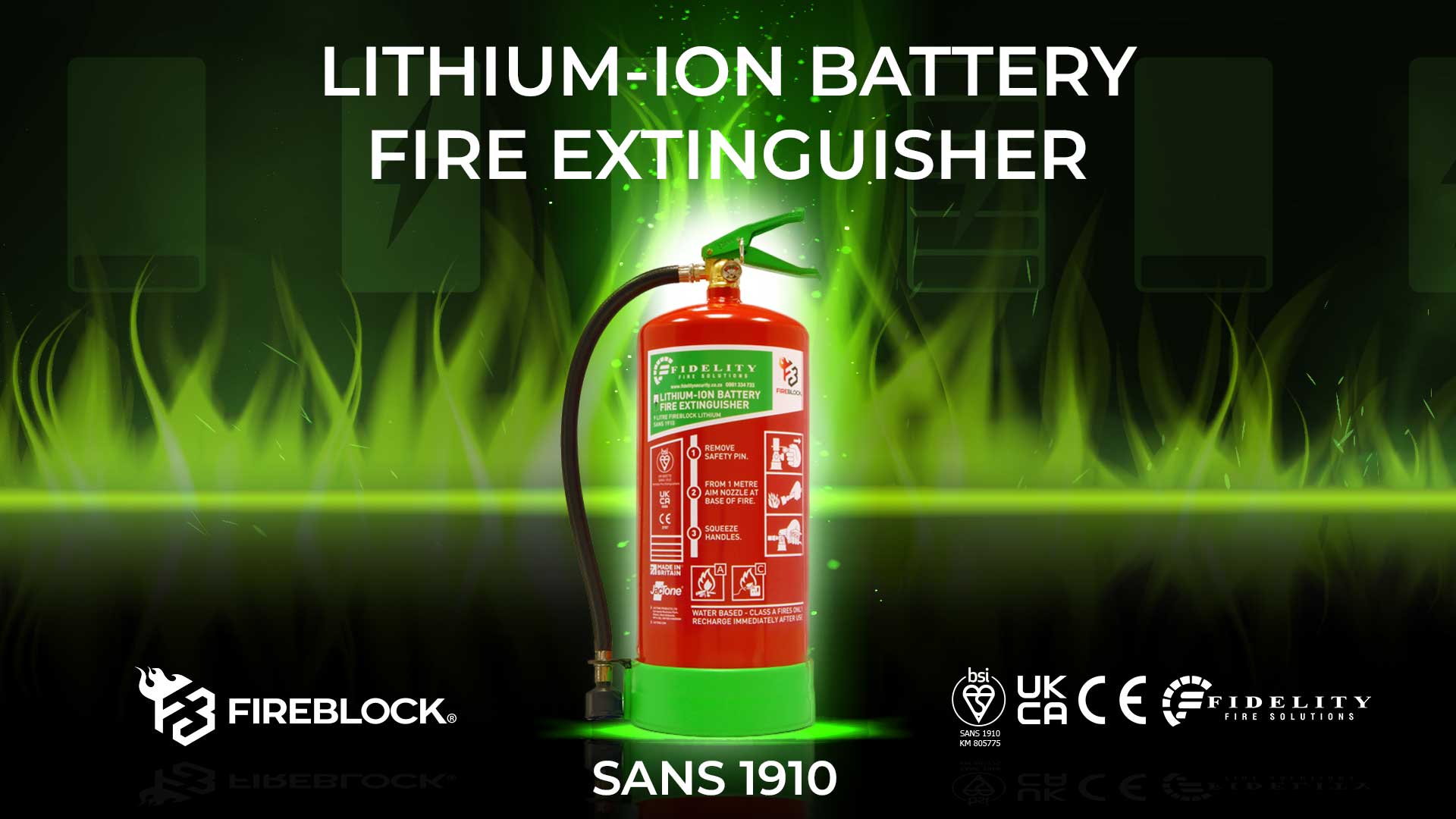 Fireblock Lithium Fire Extinguisher SANS 1910 Approved