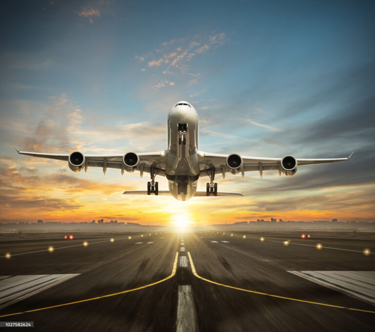Airplane Taking off with Fireblock aviation extinguisher onboard